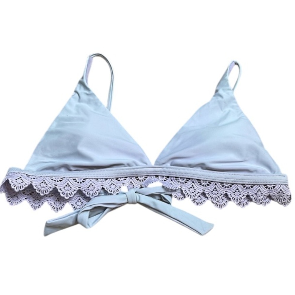 SKINNY DIP by Melissa Lavender Lace Trim Triangle Bikini Top Padded Cup Size M